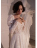 Long Sleeves Ivory Lace Rustic Wedding Dress